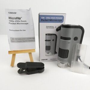 Carson MicroFlip 100x-250x LED/UV Pocket Microscope w/ Smartphone Adapter MP-250